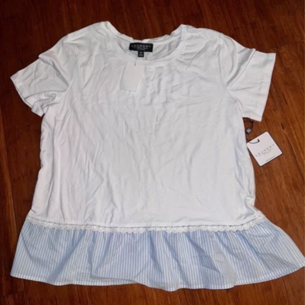 Brand New Laundry By Shelli Segal T-Shirt With Stripe Hem